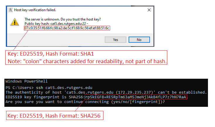 example host verification messages